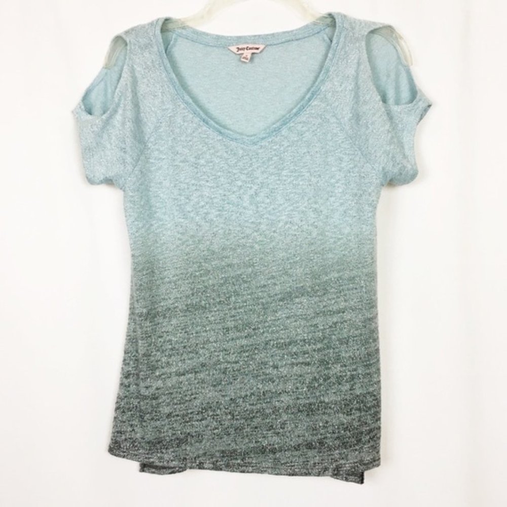 Juicy Couture blue metallic ombré cold shoulder S